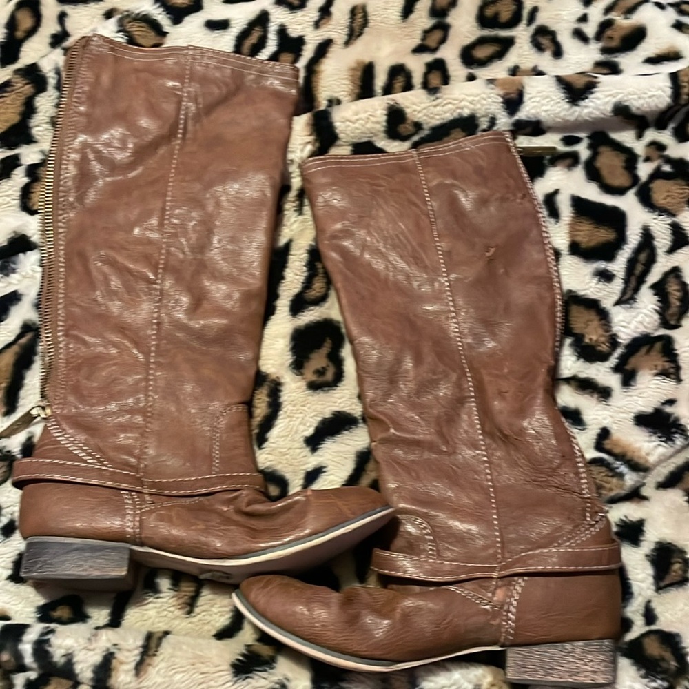 tall brown leather boots